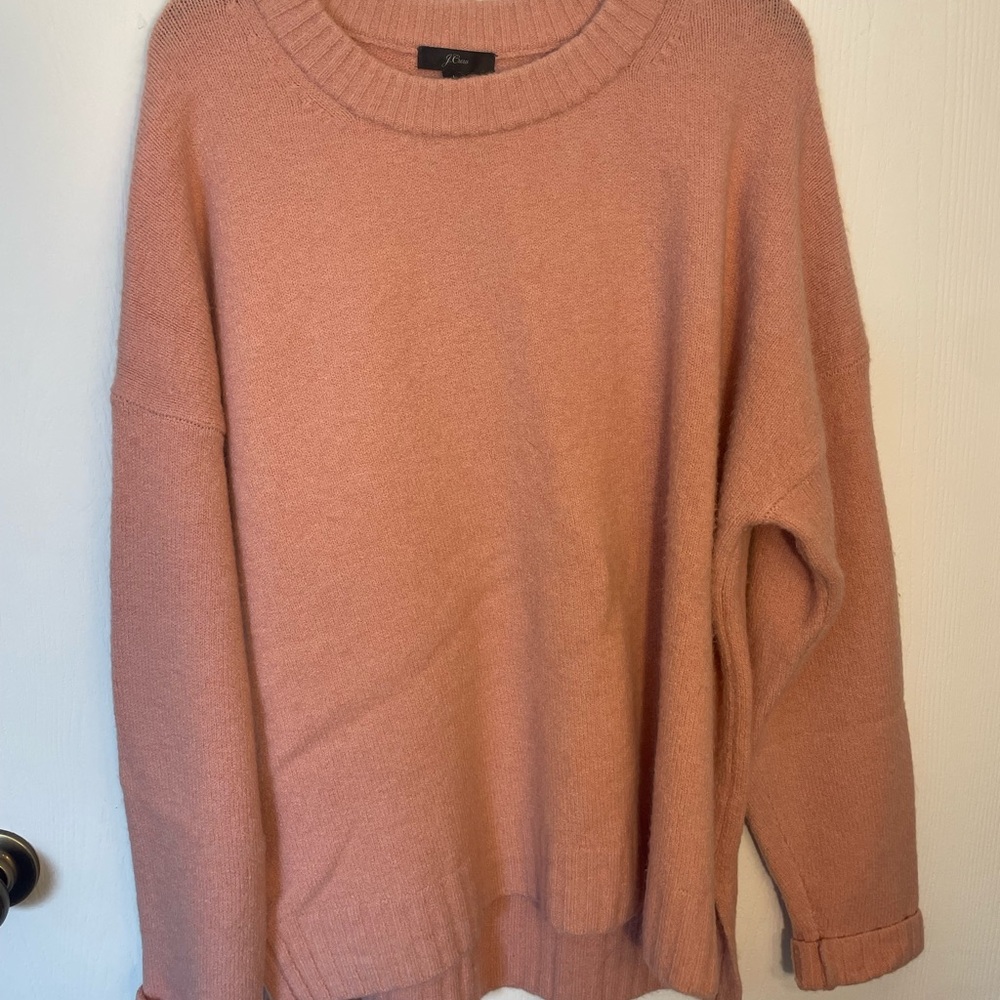 J. Crew Pink Crew Neck Sweater Oversized Fit